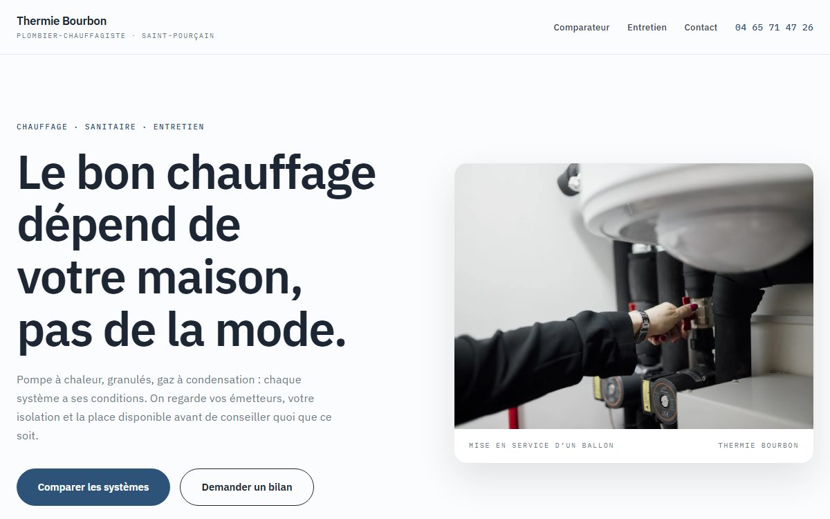 Aperçu d’un exemple de site : précis et posé, un comparateur qui ne promet rien
