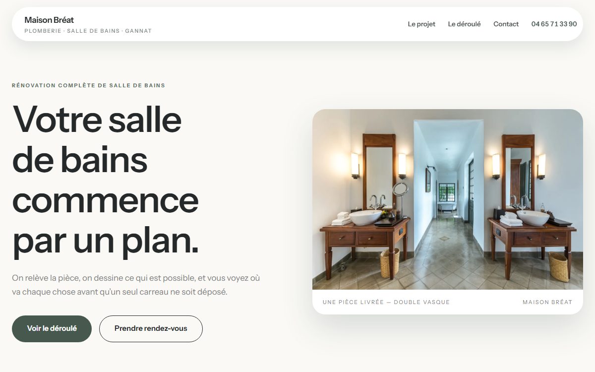 Aperçu d’un exemple de site : clair et apaisé, le projet raconté par le plan